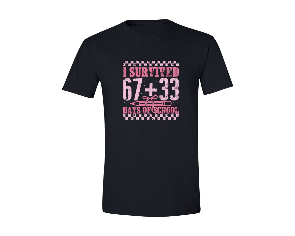 brand:Generic|color:Black|I Survived 6733 Days Of School Graphic T-Shirt