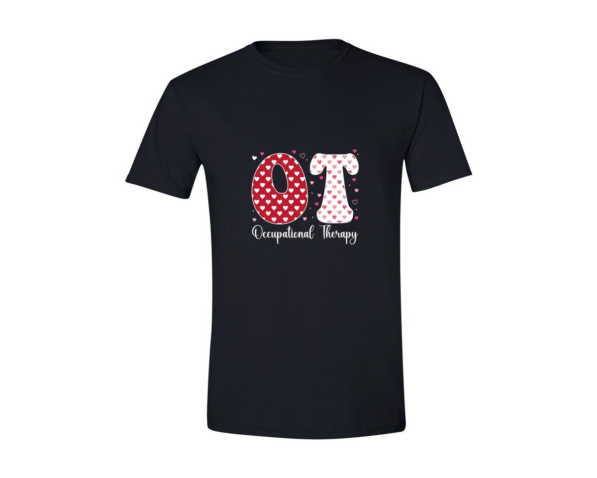 brand:Generic|color:Black|Occupational Therapy Valentines Day Graphic T-Shirt
