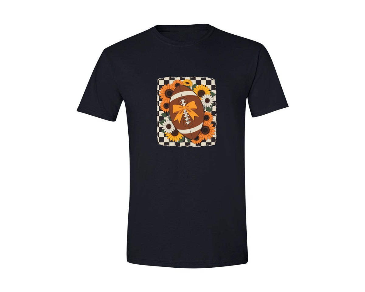 brand:Generic|color:Black|Hand Drawn Flowers Football Graphic T-Shirt