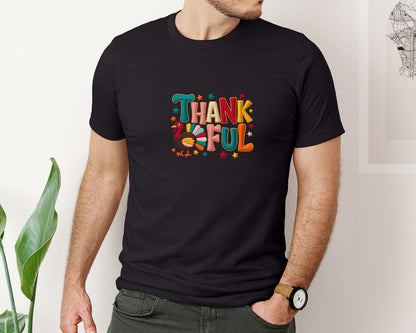 brand:Bella Canvas|color:Black|Thanksgiving Faux Yarn Graphic T-Shirt