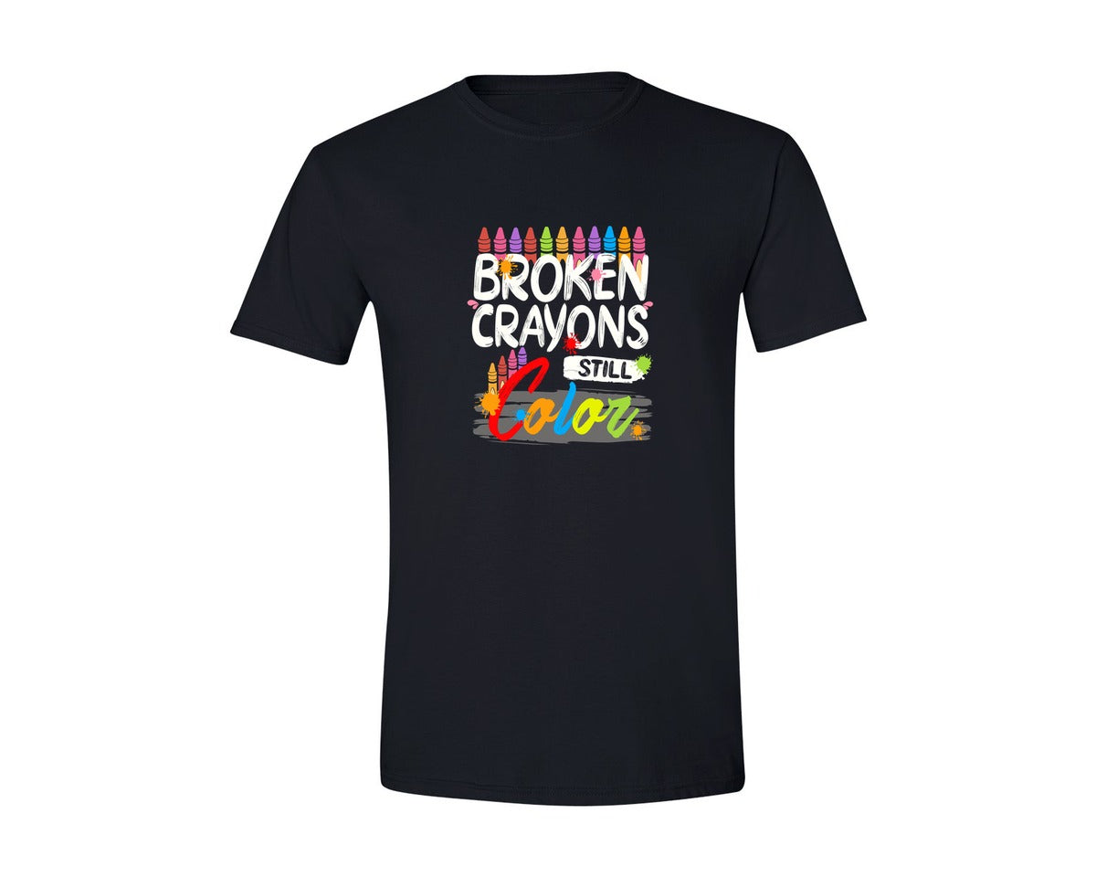 brand:Generic|color:Black|Broken Crayons Still Color Svgeducation Graphic T-Shirt