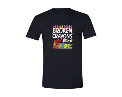 brand:Generic|color:Black|Broken Crayons Still Color Svgeducation Graphic T-Shirt