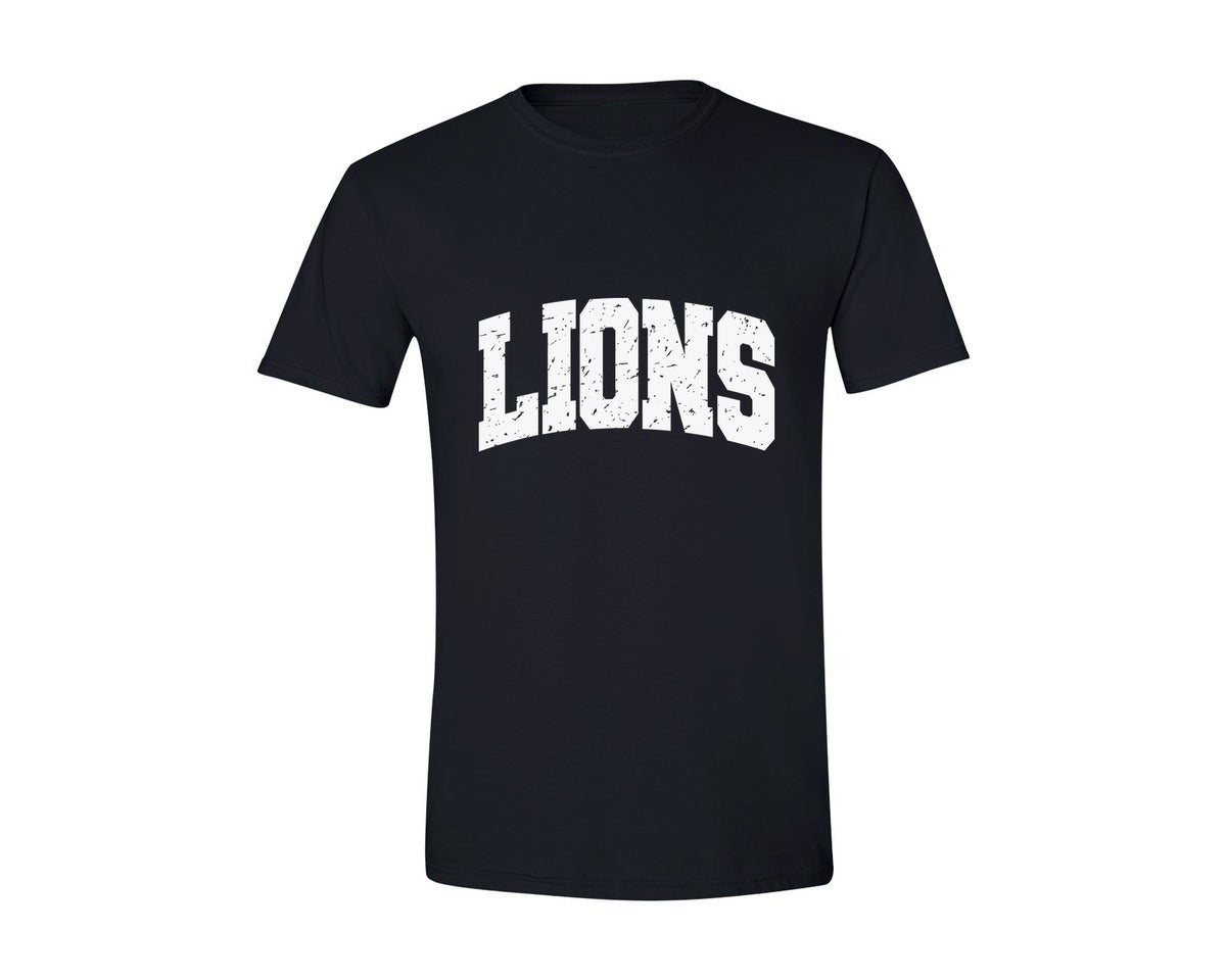 brand:Generic|color:Black|Distressed Lions Retro Lion Varsity Graphic T-Shirt