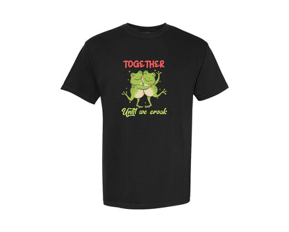 brand:Comfort Colors|color:Black|Together Until We Croak Cute Frog Graphic T-Shirt