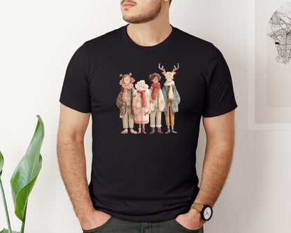 brand:Bella Canvas|color:Black|Whimsical Winter Christmas Girl 16 Graphic T-Shirt