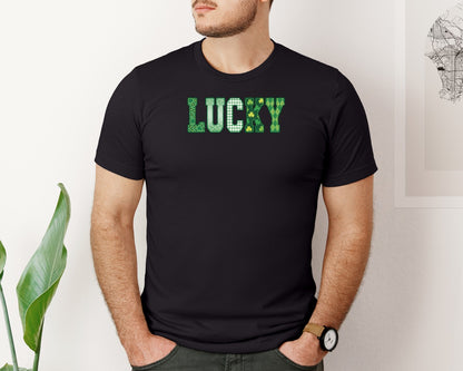 brand:Bella Canvas|color:Black|St Patricks Lucky Graphic T-Shirt