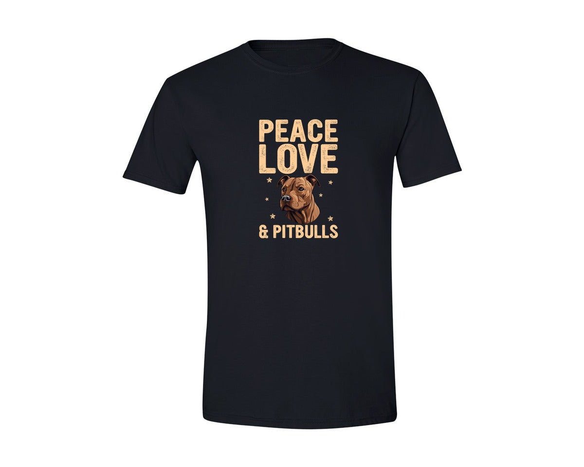 brand:Generic|color:Black|Peace Love Pitbull Dog T Shirt Graphic T-Shirt