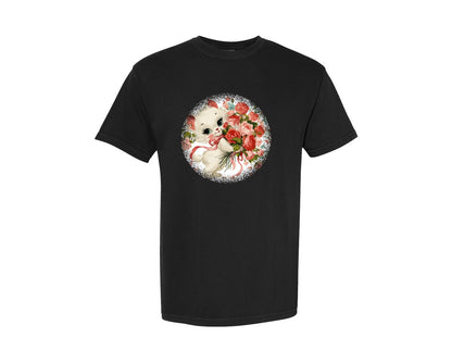 brand:Comfort Colors|color:Black|Vintage Valentine Round Tshirt 23 Graphic T-Shirt