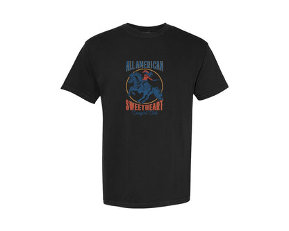 brand:Comfort Colors|color:Black|All American Sweetheart Cowgirl Graphic T-Shirt