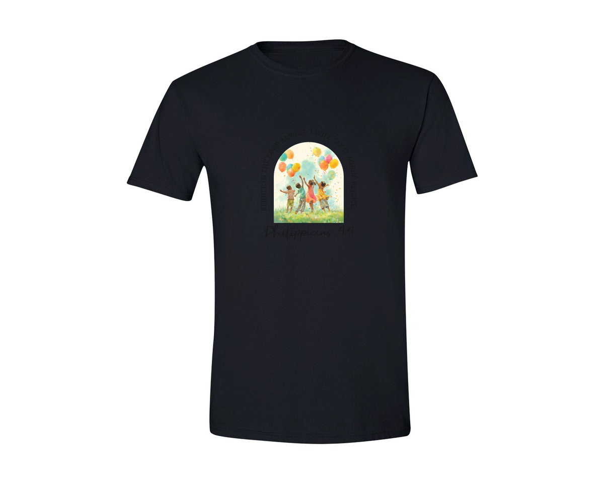 brand:Generic|color:Black|Christian Bible Verse Philippians 44 Graphic T-Shirt