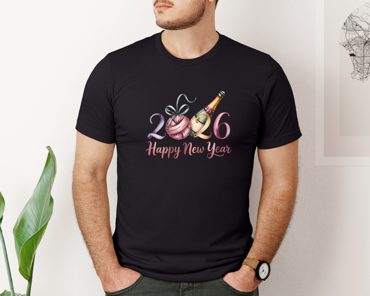 brand:Bella Canvas|color:Black|Happy New Year 2026 157 Graphic T-Shirt