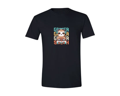brand:Generic|color:Black|Gamer Sloth Gaming Sloth T Shirt Design Graphic T-Shirt
