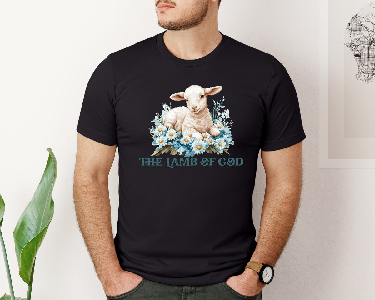brand:Bella Canvas|color:Black|Easter Lamb Of God Christian Graphic T-Shirt