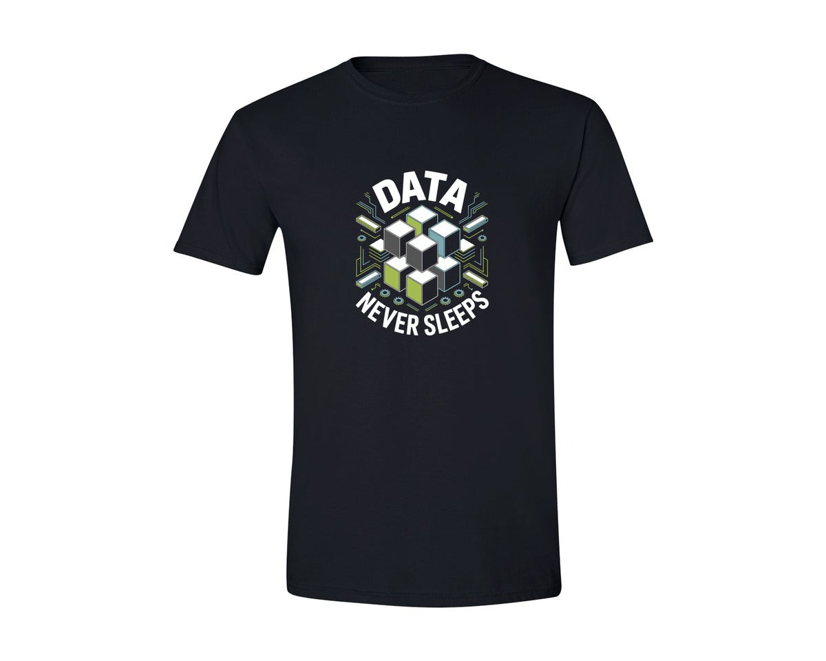 brand:Generic|color:Black|Data Never Sleeps Technology Art Graphic T-Shirt