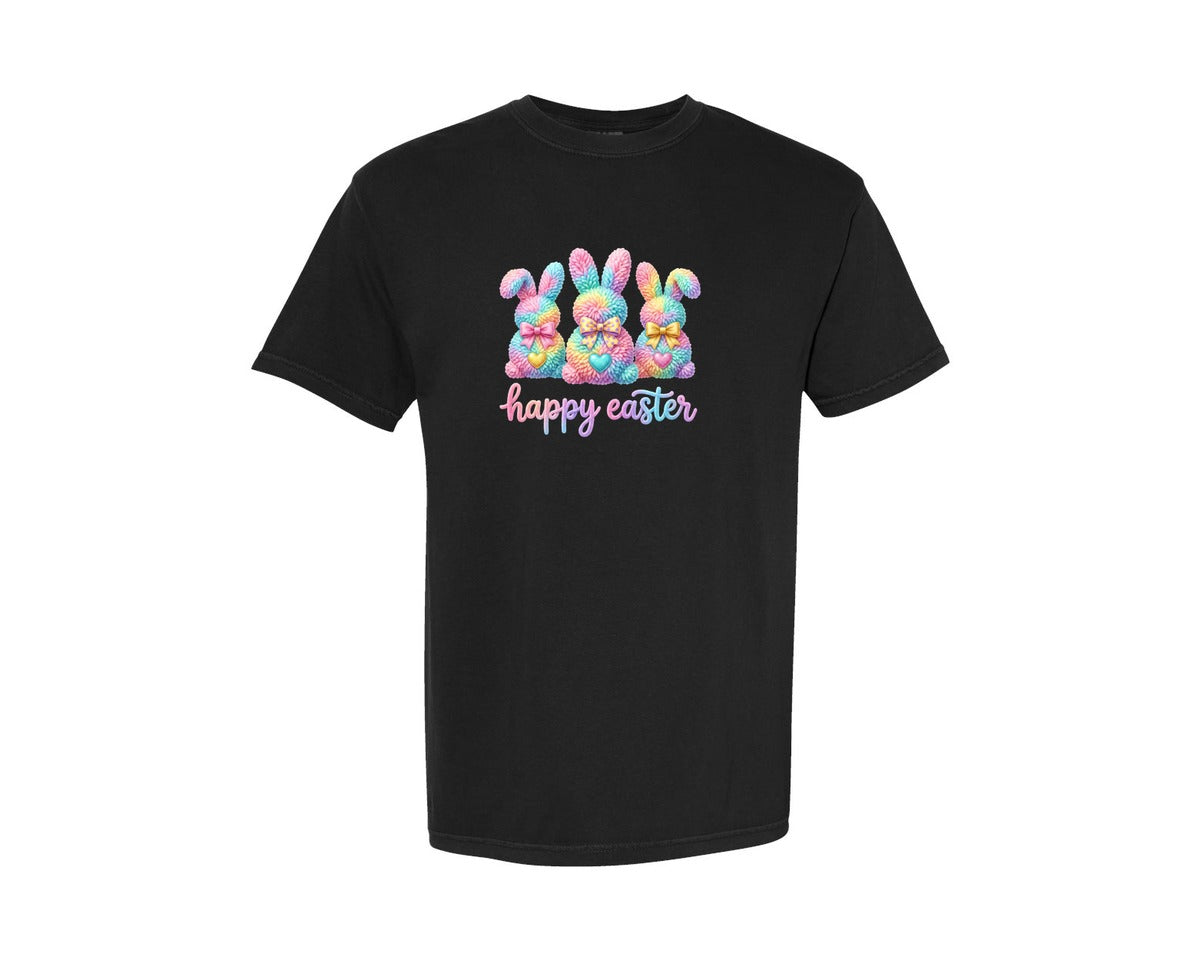 brand:Comfort Colors|color:Black|Latch Hook Easter Bunny 6 Graphic T-Shirt