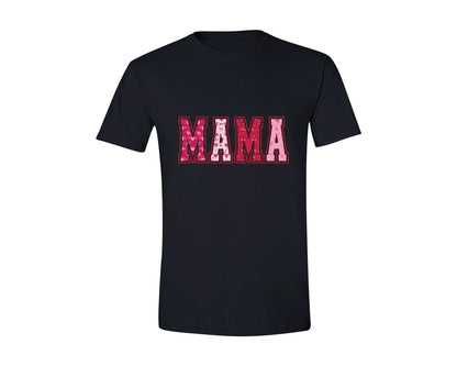 brand:Generic|color:Black|Mama Valentine Day Mama Love Heart Mom Graphic T-Shirt