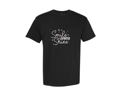 brand:Comfort Colors|color:Black|Smile Sparkle Shine Graphic T-Shirt