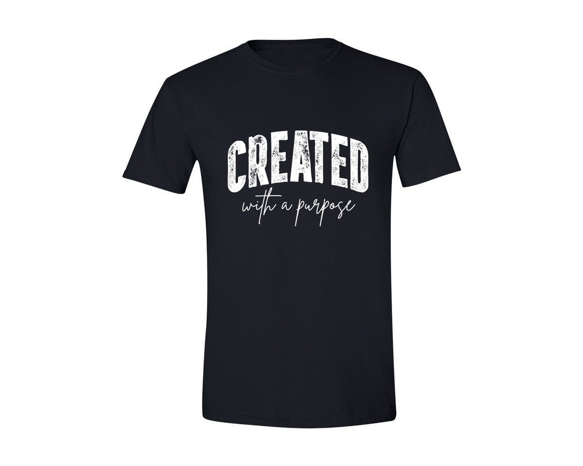 brand:Generic|color:Black|Created With A Purpose Christian 3 Graphic T-Shirt