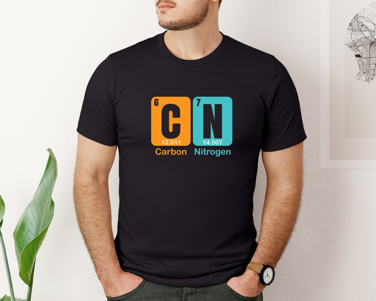 brand:Bella Canvas|color:Black|Carbon Nitrogen 67 Meme Periodic Table Graphic T-Shirt