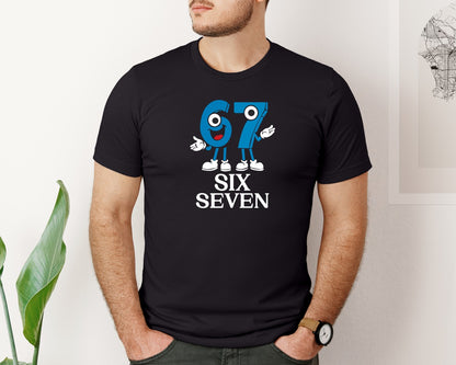 brand:Bella Canvas|color:Black|67 Cartoon Number Svgcute Six Seven Graphic T-Shirt