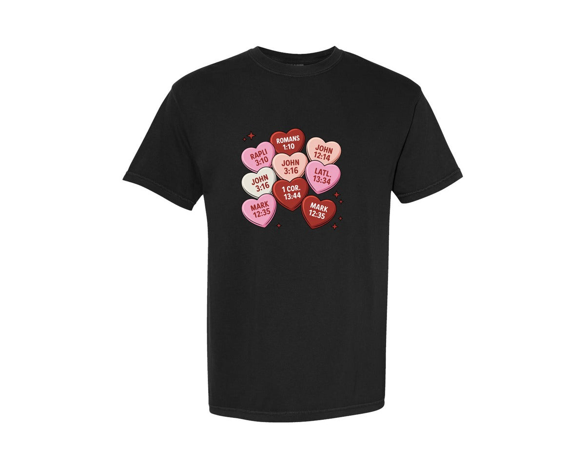 brand:Comfort Colors|color:Black|Bible Verse Valentine Sweatshirt Graphic T-Shirt