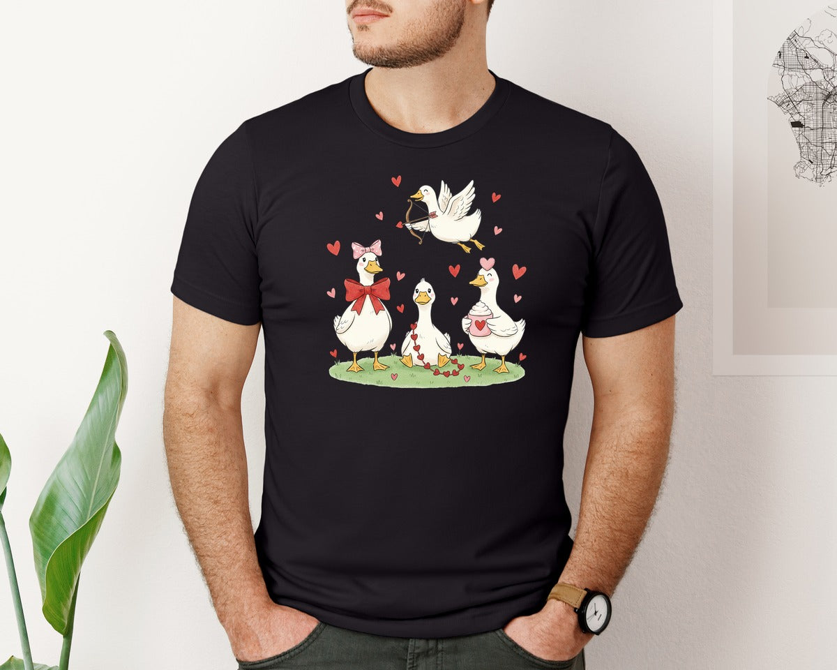 brand:Bella Canvas|color:Black|Valentine Goose Valentine Graphic T-Shirt