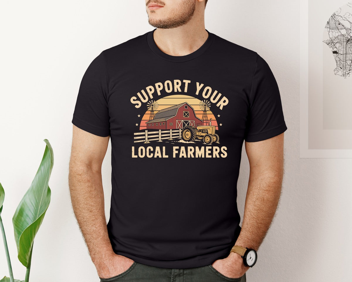 brand:Bella Canvas|color:Black|Tractor Farm Life Shirt Design 10 Graphic T-Shirt