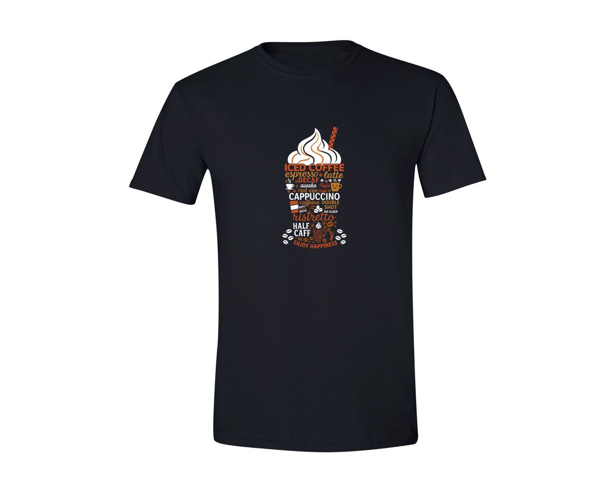 brand:Generic|color:Black|Iced Cup Coffee Lover T Shirt Graphic T-Shirt