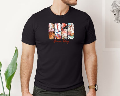 brand:Bella Canvas|color:Black|Baseball Game Day Brushstroke Shirt Graphic T-Shirt