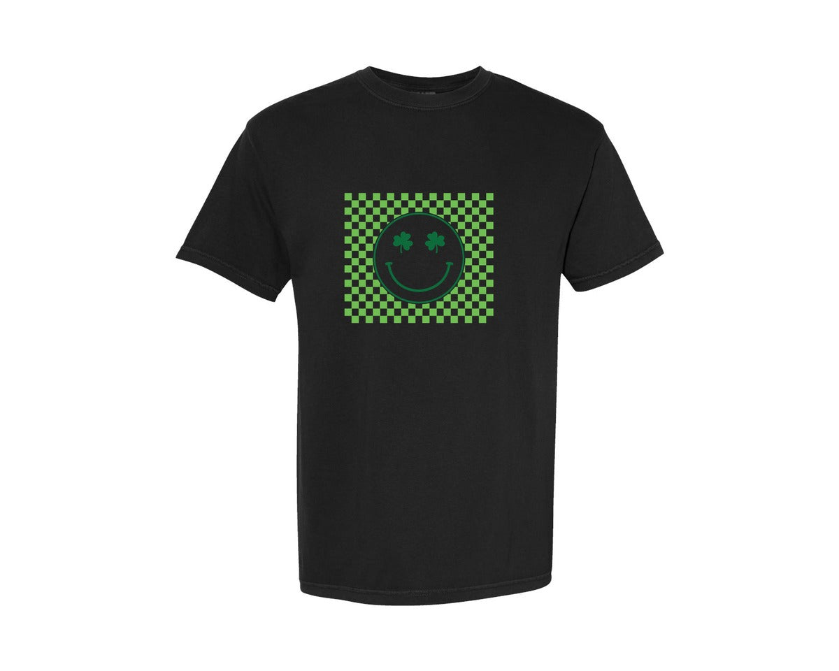 brand:Comfort Colors|color:Black|Retro Checkered St Patricks Day 5 Graphic T-Shirt