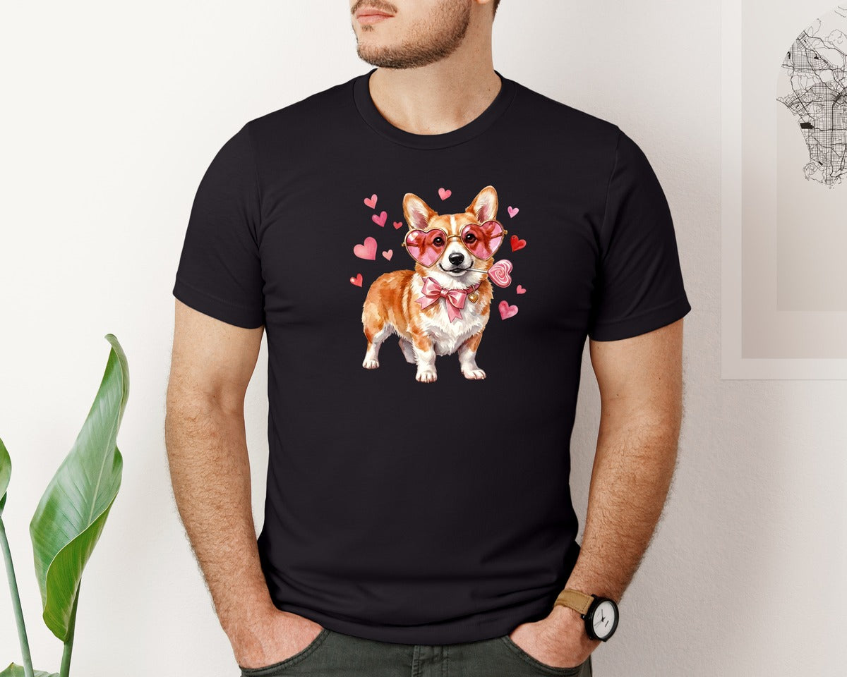 brand:Bella Canvas|color:Black|Valentines Day Dog 57 Graphic T-Shirt