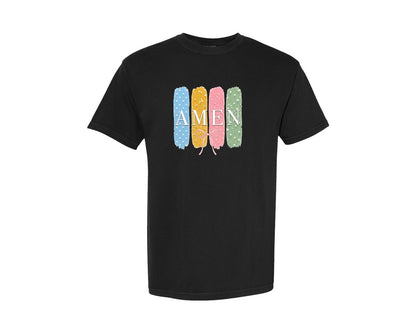 brand:Comfort Colors|color:Black|Amen Christian Easter Graphic T-Shirt