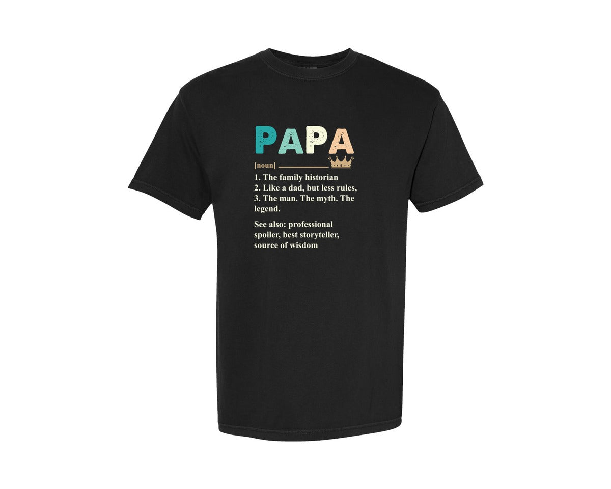 brand:Comfort Colors|color:Black|Papa Definition Funny Fathers Day Graphic T-Shirt