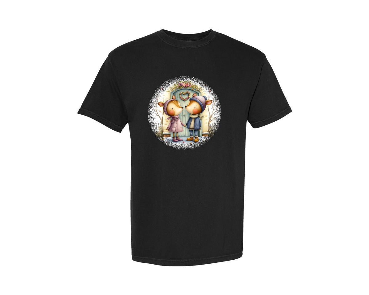 brand:Comfort Colors|color:Black|Couple Animals Round Tshirt 23 Graphic T-Shirt