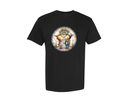 brand:Comfort Colors|color:Black|Couple Animals Round Tshirt 23 Graphic T-Shirt