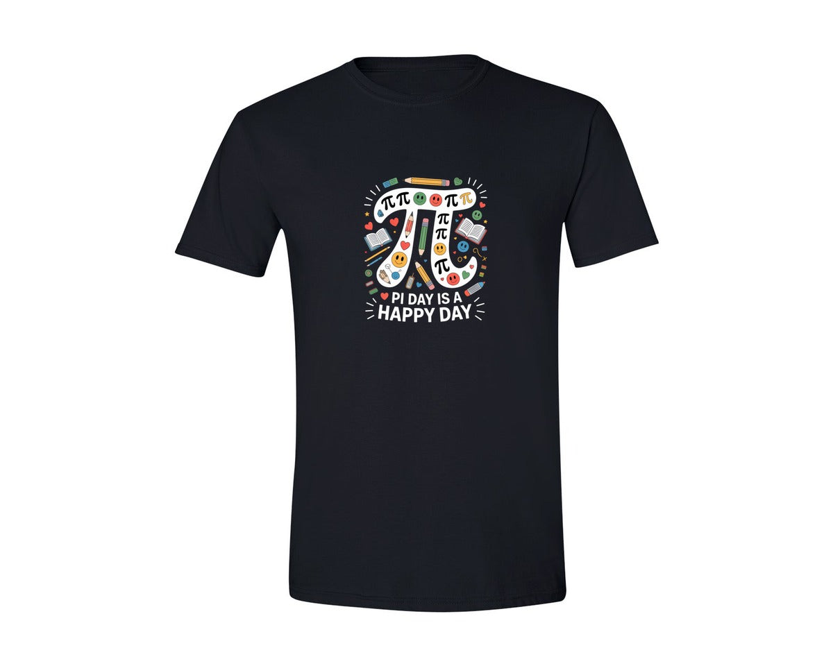 brand:Generic|color:Black|Pi Day Is A Happy Day Cute Pi Graphic T-Shirt