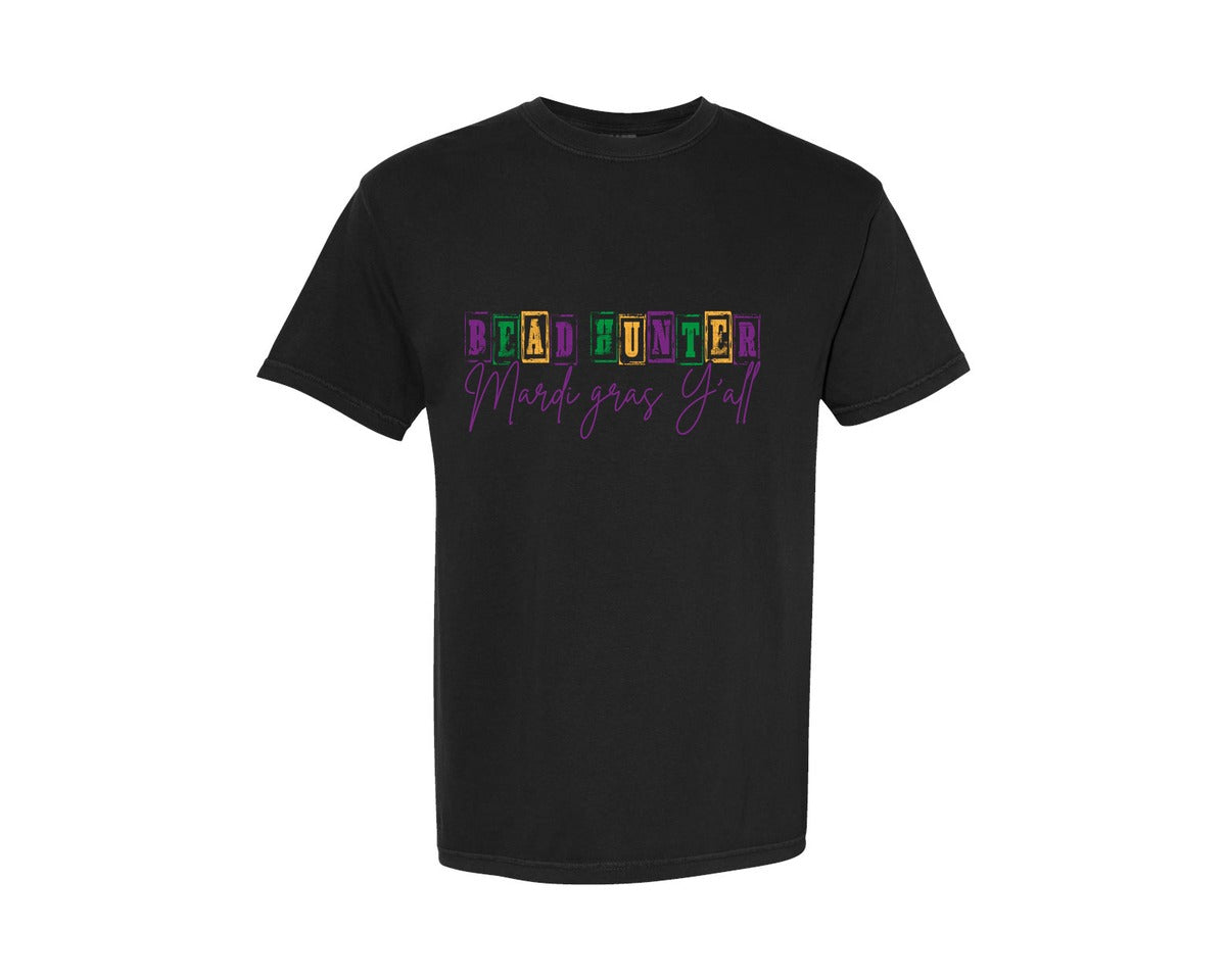 brand:Comfort Colors|color:Black|Mardi Gras Yall Bead Hunter Graphic T-Shirt