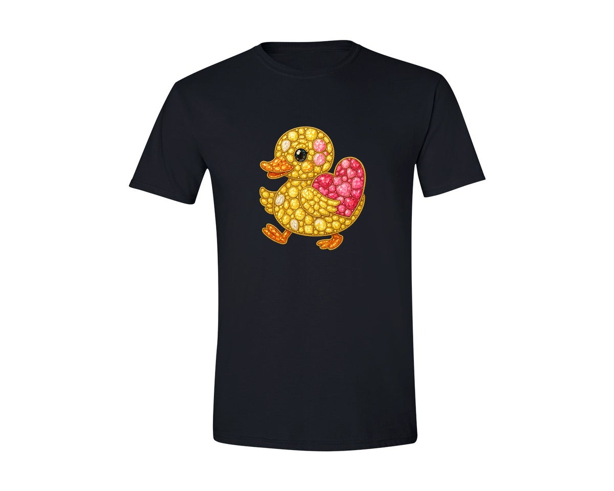 brand:Generic|color:Black|Faux Rhinestone Duck Graphic T-Shirt