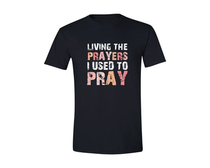 brand:Generic|color:Black|Living The Prayers Christian Bible Graphic T-Shirt