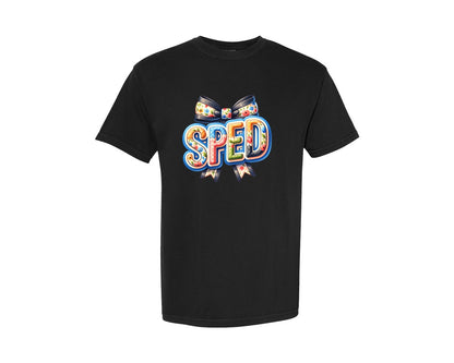 brand:Comfort Colors|color:Black|Sped School Chinoiserie Bow Graphic T-Shirt