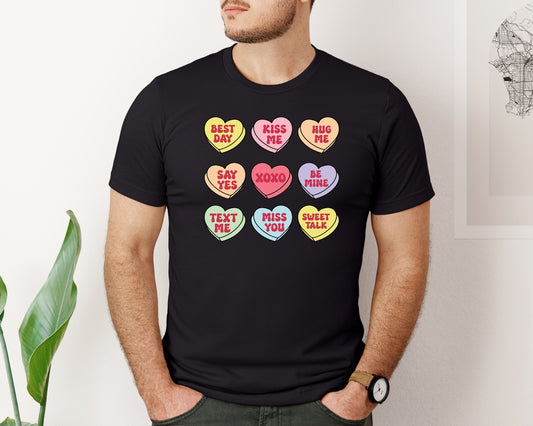 Conversation Hearts Valentines Day Graphic T-Shirt