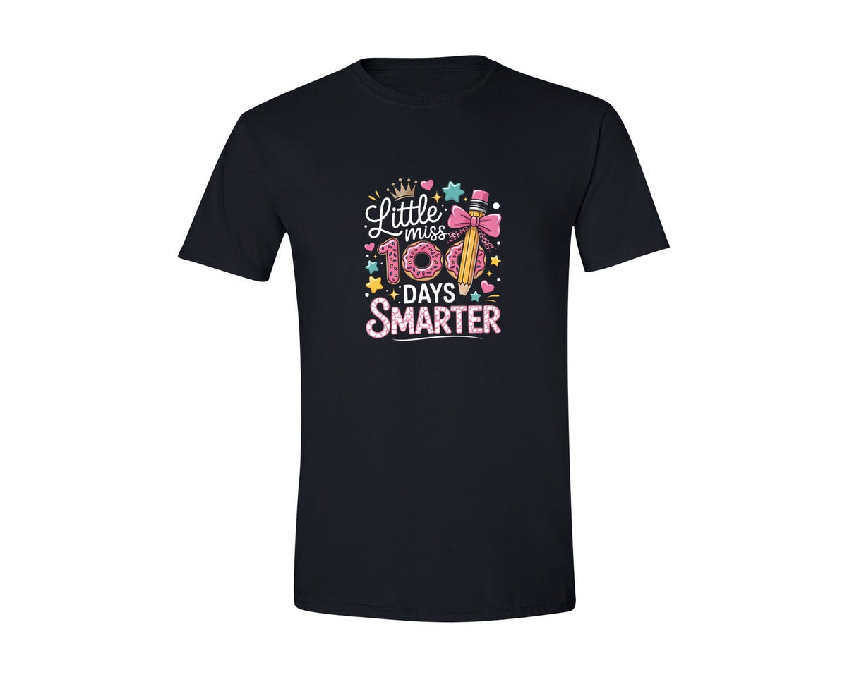 brand:Generic|color:Black|Little Miss 100 Days Smarter 15 Graphic T-Shirt