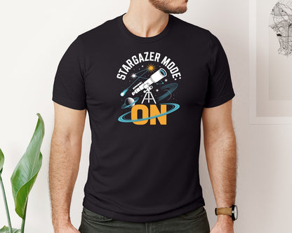 brand:Bella Canvas|color:Black|Stargazer Mode On Astronomy Design Graphic T-Shirt