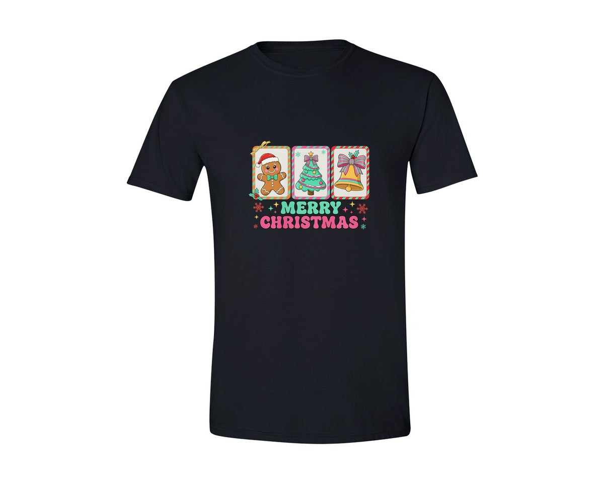 brand:Generic|color:Black|Preppy Christmas Tree Bow Graphic T-Shirt