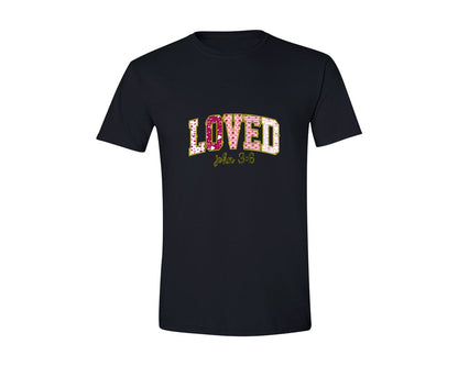 brand:Generic|color:Black|Loved John 36 Christian Valentine Graphic T-Shirt