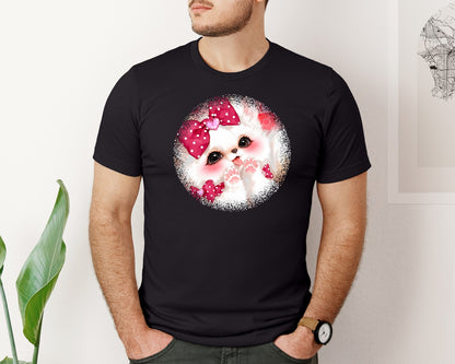 brand:Bella Canvas|color:Black|Baby Fox Valentine Round Tshirt Graphic T-Shirt