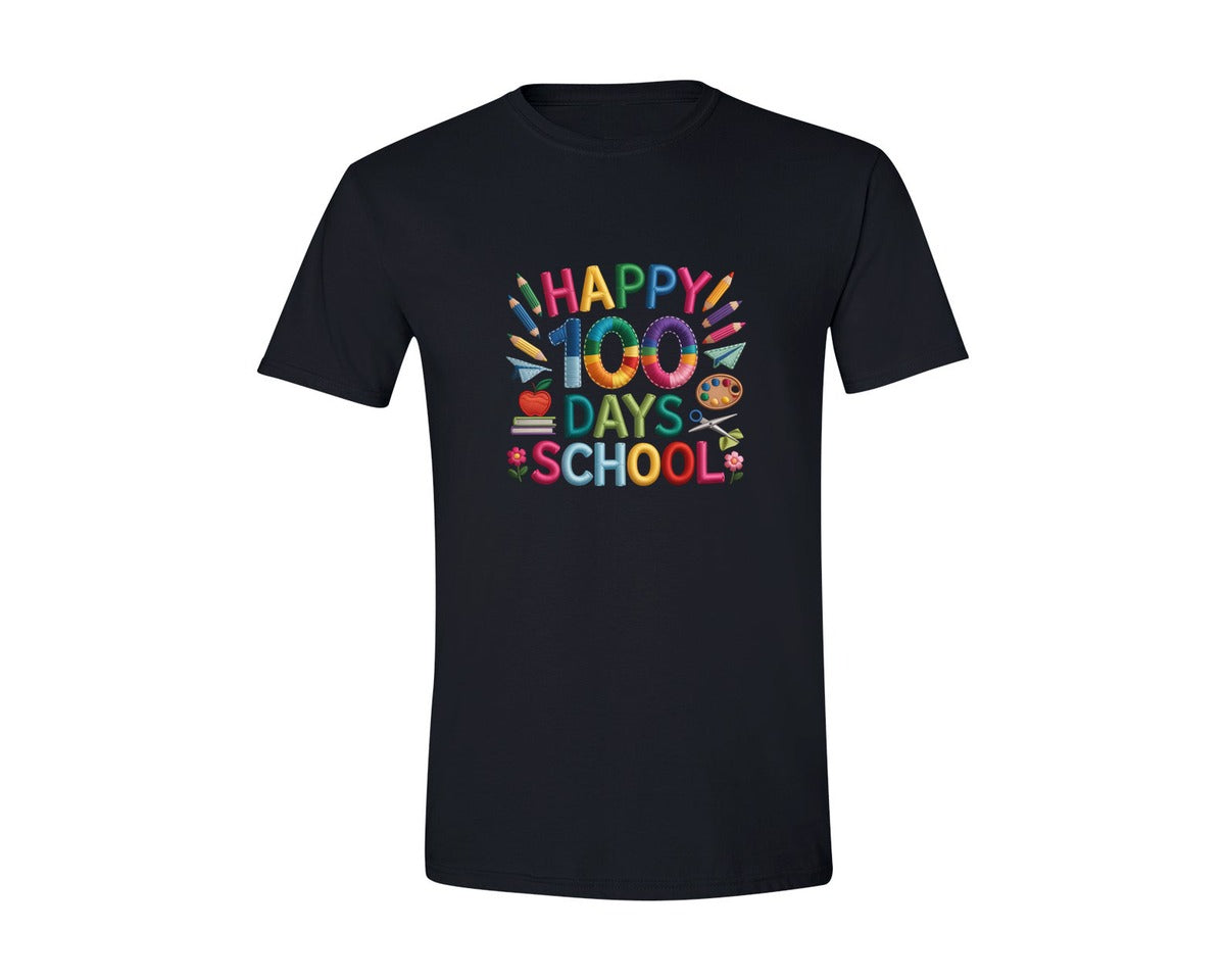 brand:Generic|color:Black|Knitted Happy 100 Days Of School 3 Graphic T-Shirt