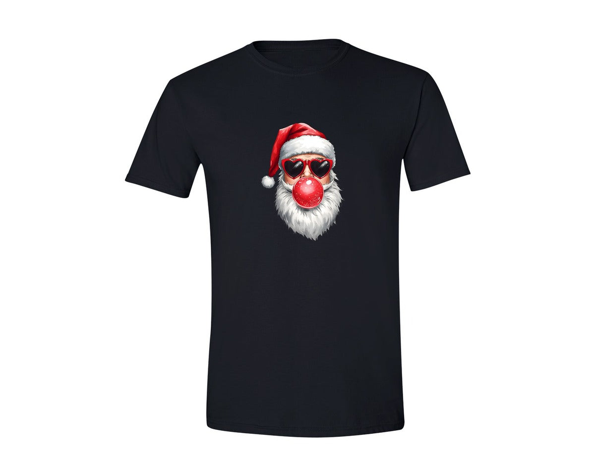 brand:Generic|color:Black|Cool Santa Bubble Gum Heart Sunglas Graphic T-Shirt