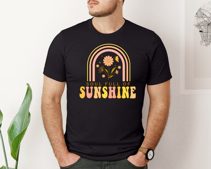 brand:Bella Canvas|color:Black|Sunshine Spring Flowers Graphic T-Shirt