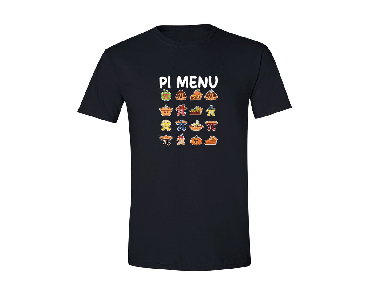 brand:Generic|color:Black|Funny Pi Day Dessert Pi Menu Graphic T-Shirt